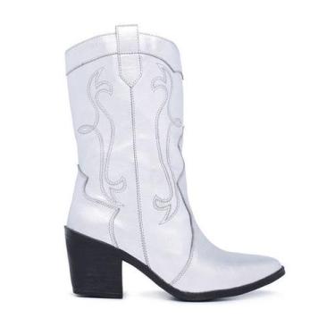 Imagem de Bota Texana Feminina Prata Country Bico Fino Nova Tendencia - G-Stock,