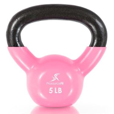 Imagem de ProsourceFit Kettlebells de ferro fundido revestido de vinil para exercícios físicos de corpo inteiro, treinamento Crossfit 2,2 kg, rosa