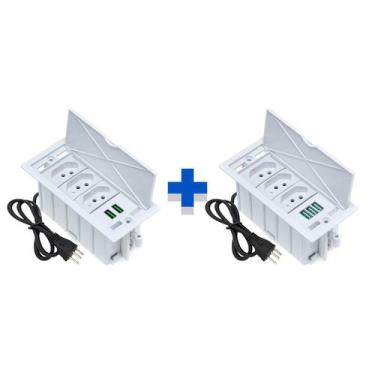 Imagem de Kit 2 Caixas De Tomadas 4 Blocos 3 Tom 20A 2USB 4.9A 3USB - CONNECT CA