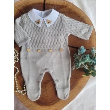 Imagem de Saída Maternidade Tricô ursinho kit - locomotiva