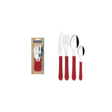 Imagem de Conjunto Talheres 12 Pcs Leme Vermelho Tramontina Aço Inox