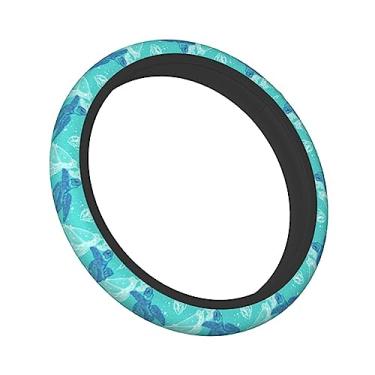 Imagem de UESEU Capa de volante para mulheres homens tartarugas marinhas vida marinha mandala protetor de volante de neoprene verde universal serve na maioria dos carros sedans SUVs - 38 cm