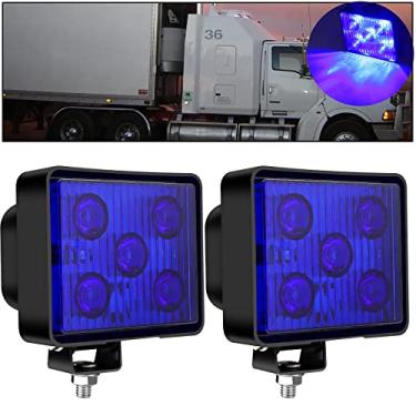 Imagem de Biqing 2 peças de luzes traseiras de caminhão, 24 V, luzes traseiras universais com 5 LEDs, luz de aviso estroboscópica azul, luzes traseiras anticolisão para trailer, caminhão, caravana, trator