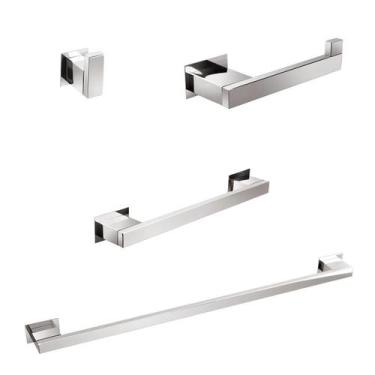 Imagem de Kit Acessórios Para Banheiros 4 Peças Inox - Kromus Kitrt4