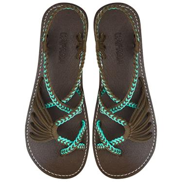 Imagem de Capana Sandálias rasas femininas de tecido - sandálias trançadas com tiras, sandálias de praia para mulheres verão elegante, sandálias boêmia de corda, sapatos femininos casuais de primavera,