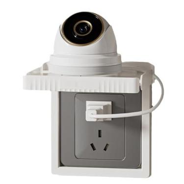 Imagem de Prateleira de Tomada de Parede, Suporte de Tomada de Parede Com Suporte de Carga Forte Multifuncional Suporte de Parede de Prateleira de Saída de Plástico para Telefones (Branco)