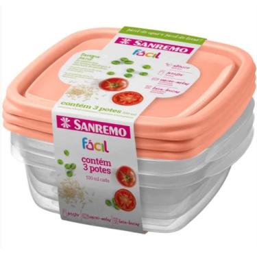 Imagem de Conjunto 3 Potes Sanremo Vasilhas de plástico com Tampa 530ml