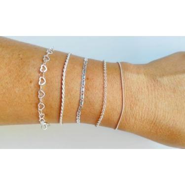 Imagem de Kit 5 Pulseiras Femininas Coração Baiana Piastrine Portuguesa Rabo De 