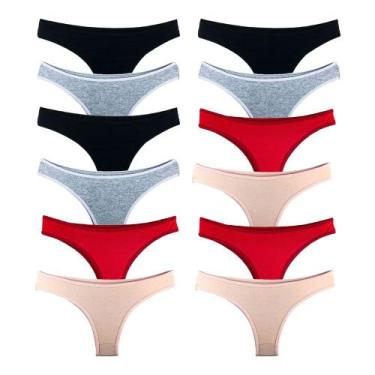 Imagem de Kit 12 Calcinhas Fio Dental Algodão Cotton Básica Lisa Lingerie - Try 