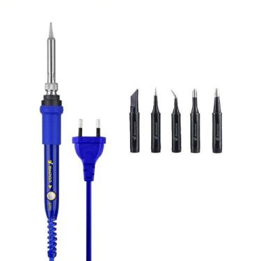Imagem de Kit Ferro De Solda Temperatura Ajustável 220v 110v 60w + 5 Pontas - Zi