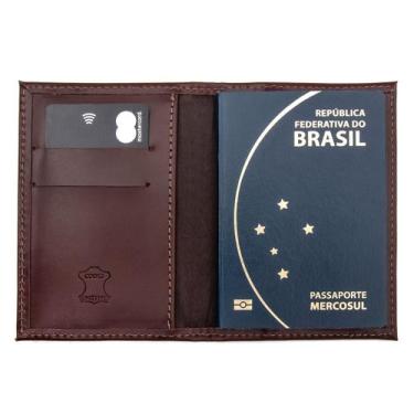 Imagem de Porta Passaporte Em Couro Carteira Para Viagem Masculina Feminina - Jo