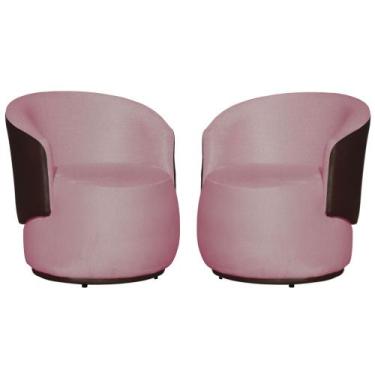 Imagem de Kit 02 Poltronas Decorativa Beatriz Confortáveis Tecido Suede Mesclado