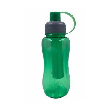 Imagem de Squeeze Garrafa de Água Verde com Tubo de Gelo 600 ml Esportiva Escola