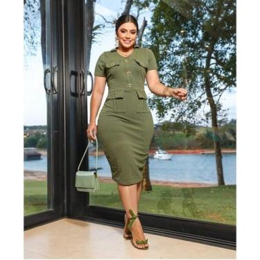 Imagem de Vestido MIDI Plus Size Cristiane Moda Evangélica Feminina - Miss Flowe
