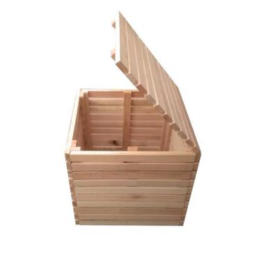 Imagem de Caixa Multiuso Mesa de Centro E Banco Em Madeira 50x54x54 cm Eucalipto