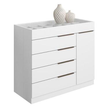 Imagem de Cômoda Sevilha 1 Porta e 5 Gavetas com Porta Joias - Aramóveis, Branco
