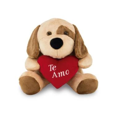 Imagem de Pelúcia Cachorro Dog Love com Coração 32cm Anti-alérgico - Toybrink