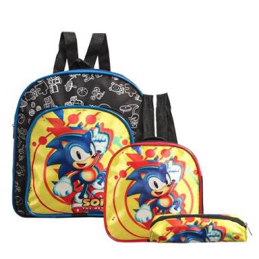 Imagem de Mochila Escolar Sonic Colors Sega Costa Kit Lancheira+Estojo - Toys 2U
