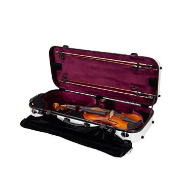 Imagem de Crossrock Mochila de fibra de vidro estilo dois violinos 4/4 em branco (CRF1020DVWT)