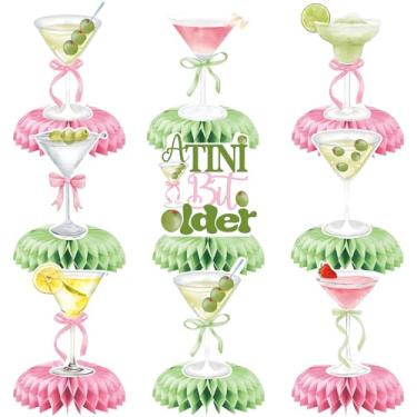 Imagem de NANAGALI 9 peças de decorações de festa de aniversário de arco de martini, rosa verde glitter A Tini centros de mesa mais antigos em favo de mel para mulheres meninas na moda tema martini aniversário
