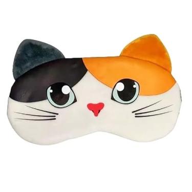 Imagem de Máscaras de Dormir Relaxante para os Olhos com Gel Térmico para Compressa Fria e Quente Reduz Olheiras Gatinho Rosa Laço Cansaço (MascaraGatinhoMSK12-PretoLaranja)