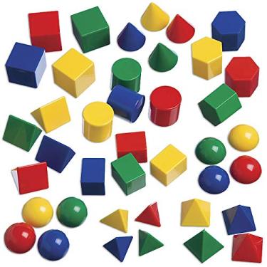 Imagem de edxeducation Mini Sólidos Geométricos - Conjunto de 40 - Formas 3D para Matemática e Geometria - Manipulativos Matemáticos Multicoloridos para Crianças - 10 Formas Diferentes