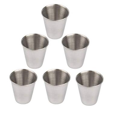 Imagem de Azure Zone, 6 Pack Stainless Steel Shot Cups Metal Espresso Glass Barware Drinking Tumbler Vessel for Cocktail Beer Whiskey Water Bar Home Restaurant Tequila Liquor Party Silver 2 Ounce