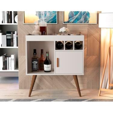 Imagem de Aparador Bancada Bar Sala Nicho Adega Decoração Hall Entrada Buffet Armário Balcão Cozinha Cantinho Café Retrô 1 Porta Paris - Offwhite