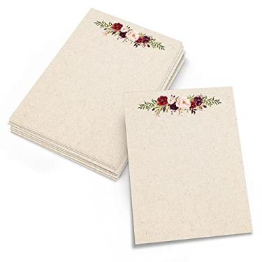 Imagem de 321Done Cartões florais vermelhos em branco, Kraft - (50) cartões 5 x 7 cm com lindas rosas vermelhas no centro, cartolina premium - Faça seus próprios cartões de visita, convites, artigos de papelaria - Sem envelopes - Feito nos EUA