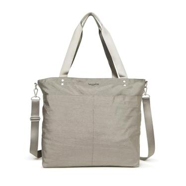 Imagem de Bolsa feminina grande Carryall – Bolsa feminina leve de nylon com zíper, bolsa de praia para viagem de fim de semana, item pessoal com manga de bagagem, Sterling Shimmer, Large
