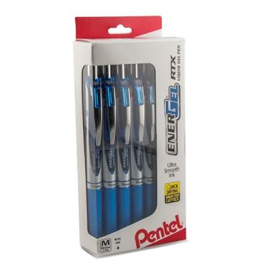 Imagem de Pentel Caneta de gel líquido EnerGel RTX RT, média, ponta de metal, (0,7 mm), tinta azul, caixa com 12 (BL77PC12C1)