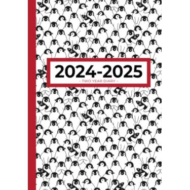 Imagem de Two Year Diary 2024-2025 | A5 Crowd of Penguins: Month to View Planner (UK Holidays)