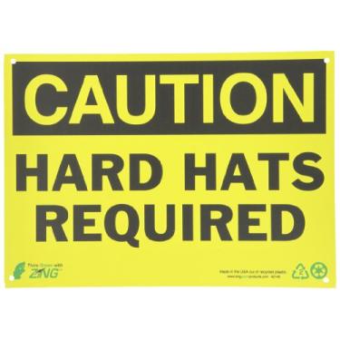 Imagem de Zing Green Products 2149 Placa de segurança de plástico reciclado "Caution Hard Hat Required", 35,5 cm de comprimento, 25,4 cm de largura