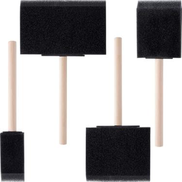 Imagem de Pndeyo 4 pincéis de tinta de espuma de 4 tamanhos, pincéis de esponja com cabo de madeira, pincéis de esponja de 2,5 cm, 5 cm, 7,6 cm, 10 cm, para pintura de vernizes e projetos de artesanato DIY -