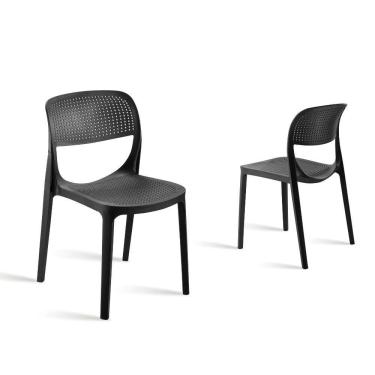 Imagem de Conjunto com 2 Cadeiras Zoe Preta em Polipropileno Moderna Mobília