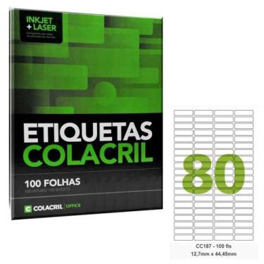 Imagem de Etiqueta Adesiva Carta CC187 12,7 x 44,45 mm 100 Folhas Cola - ColaCri