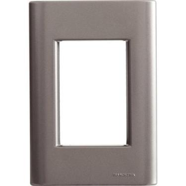 Imagem de Placa 3 Postos 4x2 Tramontina Giz Onix Metalizado Sem Suporte Tramonti