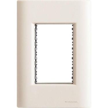 Imagem de Placa 3 Postos 4x2 Tramontina Giz Branca Soft Touch Suporte Tramontina