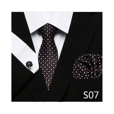 Imagem de Conjunto de Abotoaduras e Gravata Xadrez Vermelha para Homens - Ideal 