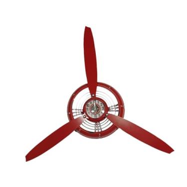 Imagem de Generic Decoração de parede de hélice de avião pendurado relógio presente de férias estético artesanato de design vintage escultura de parede para quarto, Vermelho