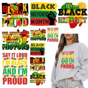 Imagem de TZSANXMY 10 Peças De Adesivos De Transferência De Calor Para O Mês Da História Negra, Adesivos De Transferência De Calor Para Roupas, Adesivos De Vinil Com Prensa Térmica Preta E Orgulhosa, Apliques