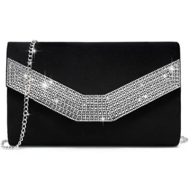 Imagem de Bolsa de noite feminina Dasein Formal Party Clutch Wedding Black