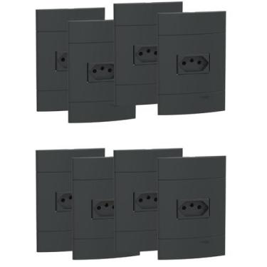 Imagem de Kit 8 conjunto de tomada 10a grafite up schneider