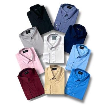 Imagem de KIT 10 peças - Camisa Social Manga Longa Slim e Tipo Linho (sem azul b