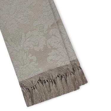 Imagem de Manta Xale para Sofá Artesanal com Franjas Grande 3,00 Metros luxo (72 CINZA E OFF WHITE)