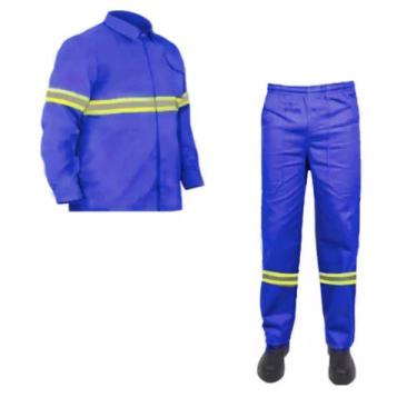 Imagem de Conjunto Brim com Refletivo para Trabalho Profissional Uniforme - A Fá
