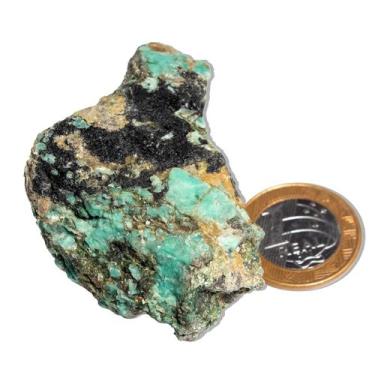 Imagem de Esmeralda na Matriz de Turmalina Bruta Natural 75 a 100g 7cm - Varejo