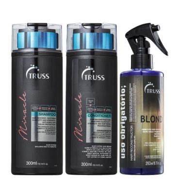 Imagem de Truss Miracle Kit Shampoo Condicionador e Uso Obrigatório Blond Recons
