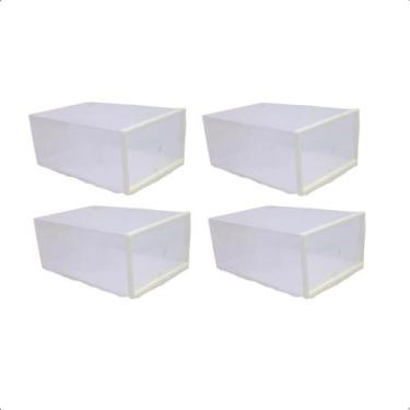 Imagem de Kit 4 Caixa Organizadora Sapato Tenis Sapateira Empilhavel M - NeoBlue