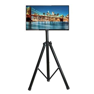 Imagem de YFLY Tripé preto TV Display portátil suporte de altura ajustável para telas planas de 81.3 cm a 139.7 cm